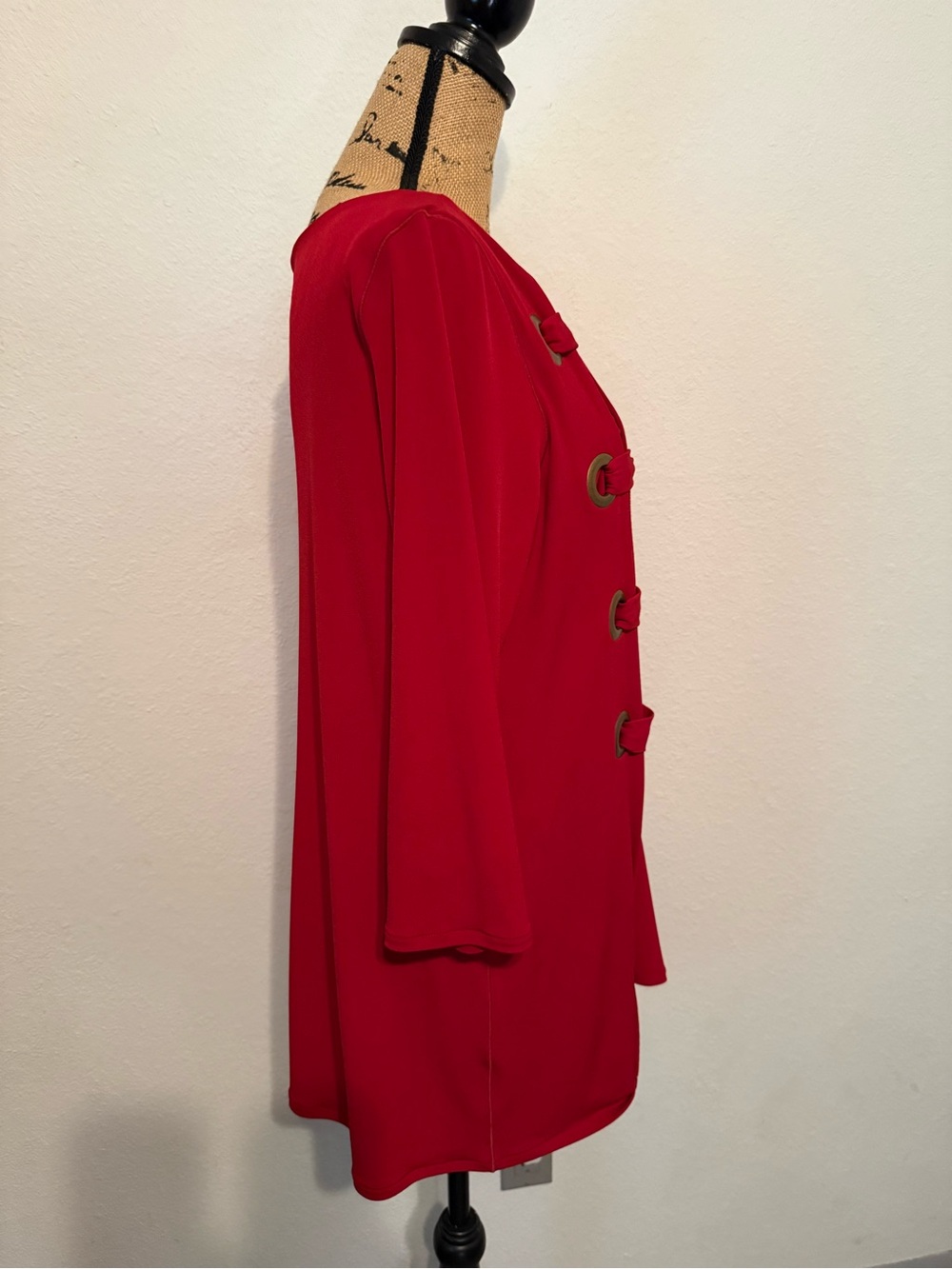 Eva Varro 3/4 sleeves red side grommet tunic-Claret large - Picture 3 of 10